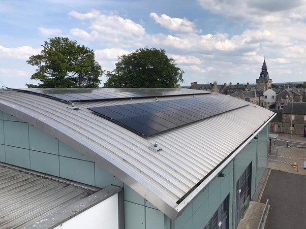 solar panels on the roof of Nairn Community Arts Centre