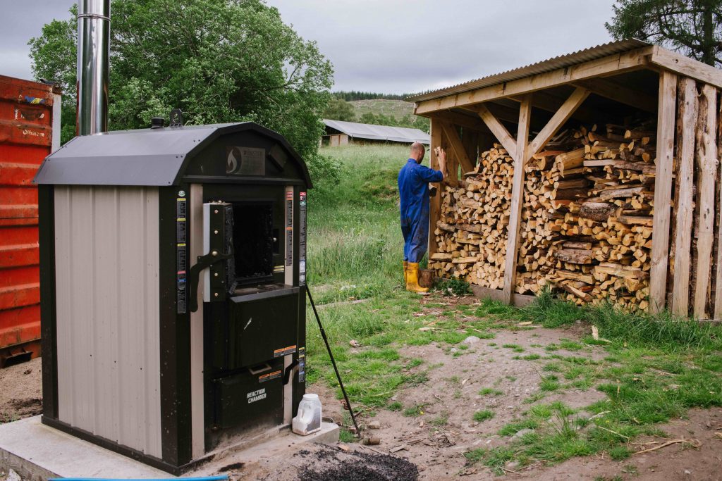 The Shielding Project's biomass boiler and wood store